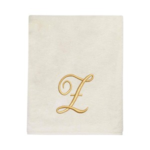 Avanti  Ivory with Gold Script Monogram Bath Towel Letter   Z - 1 of 3