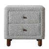 Vynxaria Boucle Upholstered Nightstand - 2 Drawers, Curved Frame, Mid-Century Modern Wood Legs - 3 of 4