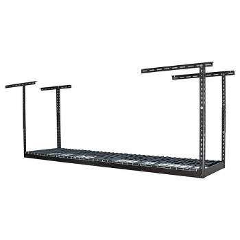 MonsterRax 2 x 8 Foot Heavy Duty Overhead Garage Storage Rack Holds Up to 350 Pounds with Adjustable Height Ranging from 18 to 33 Inches, Hammertone