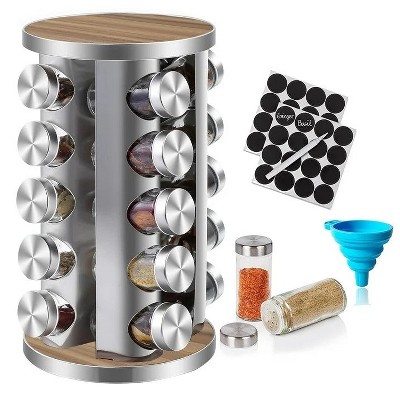 LunaLulinlk Rotating Spice Rack Organizer with Jars(20Pcs), Seasoning Organizer for Cabinet, Seasoning Rack for Countertop Kitchen