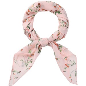 Allegra K Women's Chiffon Floral Print Square Scarves Kerchief Neck Scarf Neckerchief - 1 of 4