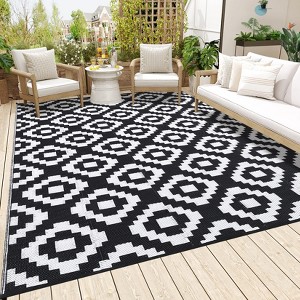 Outdoor Modern Reversible Erasable Area Rugs for Garden Backyard Large Portable Lightweight Plastic Straw Rug for Camping RV Auto Patio Picnic Mat - 1 of 4