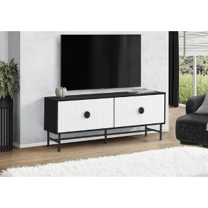 60" Laminate TV Stand with Two Cabinets, Fixed Shelves, and Wire Management Holes, Media Entertainment Center for Living Room - 1 of 4