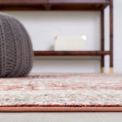 Red and Ivory Rectangular Synthetic Persian Area Rug