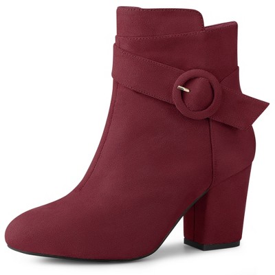 Allegra K Women's Round Toe Block Heel Ankle Booties