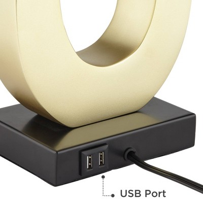 Simone Gold and Black Sculptural Table Lamps with USB Ports