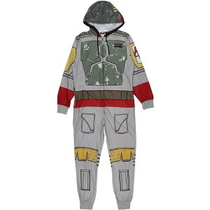 Star Wars Men's Boba Fett Hooded Costume Union Suit One-Piece Loungewear - 1 of 3