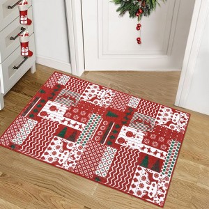 Christmas Area Rug Christmas Patchwork Pattern Floor Cover - 1 of 4