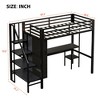 Twin Size Metal Loft Bed with Storage Staircase, Desk and Shelf - 4 of 4