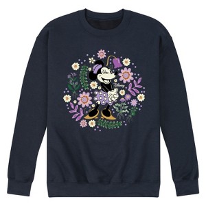 Men's - Disney - Vintage Minnie Floral Circle Graphic Fleece Sweatshirt - 1 of 4