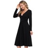 V Neck Casual Dress Long Sleeve Empire Waist Wrap Midi Party Dresses with Pockets - 2 of 4