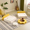 Angel Sar 12-Piece Modular Kids Sofa Set, All-Sponge Construction with Yellow & White Colorblock Corduroy, Free-Combination Play Furniture - 2 of 4