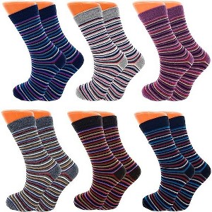6 Pairs Women’s Colorful Combed Cotton Crew Socks – Soft, Breathable & Stylish – Size 9-11 - 1 of 3