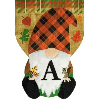 Fall Gnome Burlap Monogram Letter a Garden Flag 18" x 12.5" Briarwood Lane