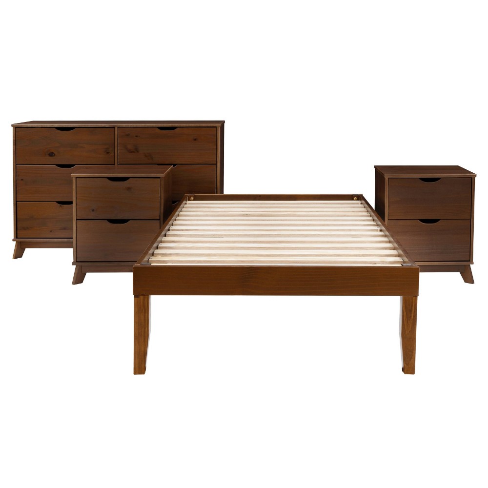 Powell Pensy Twin Platform Bed Dresser and 2 Nightstands Walnut