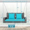 Tangkula Outdoor Porch Swing Bench, Patio Wicker Hanging Swing with Rustproof Chains & Comfortable Cushions Off White/Turquoise/Red/Black - 4 of 4