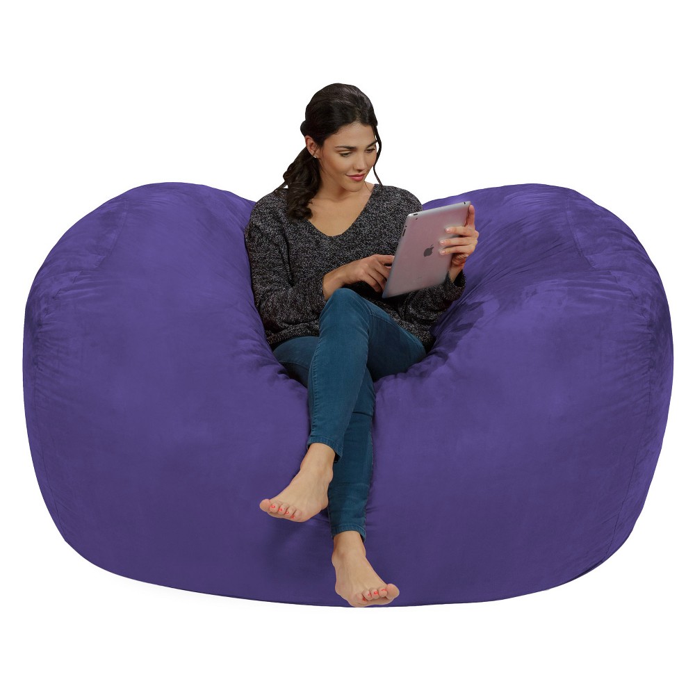 6' Large Bean Bag Lounger with Memory Foam Filling and Washable Cover Violet - Relax Sacks
