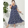 Coolmee Women's Plus Size Summer Boho Dress Ruffle Cap Sleeveless V Neck Long Beach Maxi Dress - 2 of 4
