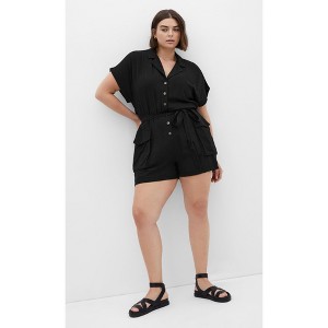 Women's Plus Size Jade Playsuit - black | CITY CHIC - 1 of 4