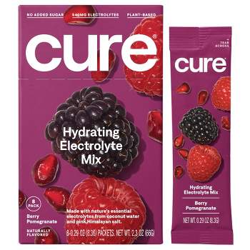 Cure Hydration Electrolyte Vegan Drink Mix Powder - Berry Pomegranate - 8pk