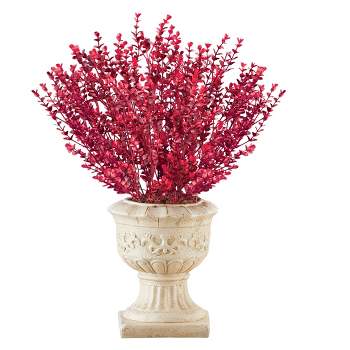 Collections Etc Artificial Autumn Barberry Bushes - Set of 3 8 X 8 X 19.5 Red