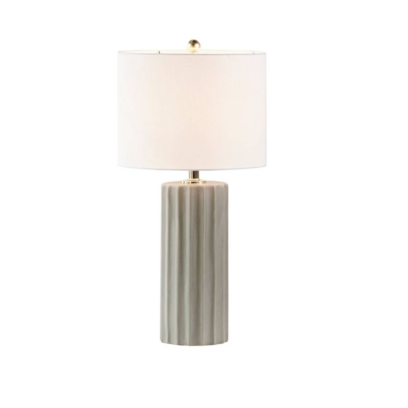 Tristan Ceramic Wood (Includes LED Light Bulb) Table Lamp with White Base and Cream Shade - Ink+Ivy, 4 of 8