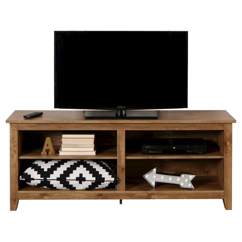 Transitional 4 Cubby Wood Open Storage TV Stand for TVs up to 65"- Saracina Home, 5 of 26