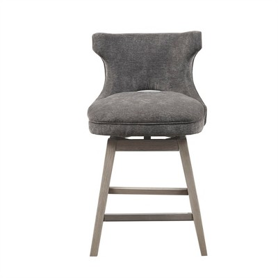 OUTSUPPLY Swivel Counter Stool, 360° Rotation, Solid Wood Legs & Silver Nailhead Trim
