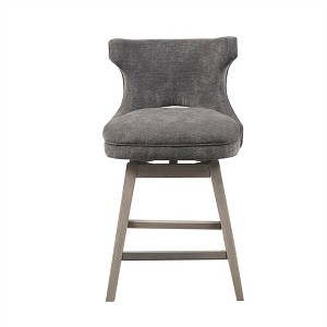 OUTSUPPLY Swivel Counter Stool, 360° Rotation, Solid Wood Legs & Silver Nailhead Trim - 1 of 4