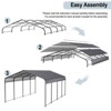 COWLOWN Gray 12x20 FT Heavy Duty Metal Carport with Galvanized Steel Roof & Frame - Outdoor Storage Shed for Car, Boat, and Truck - 4 of 4