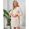 Maternity Swiss Dot Dress V Neck Long Sleeve Button Down Mini Dress Baby Shower Photoshoot with Pockets - 3 of 4