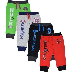 Marvel Avengers Hulk Black Panther Captain America Baby 4 Pack Jogger Pants Newborn to Infant - 1 of 4