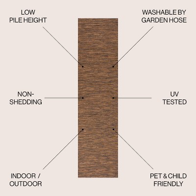 Modern Flatweave Solid Brown Synthetic Area Rug - Easy Care
