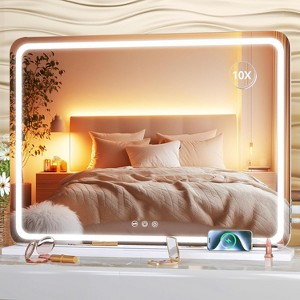 Vanity Mirror with Lights, LED Makeup Mirror with Dimmable 3 Color Modes, Touch Screen Control, Square White Design - 1 of 4