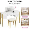 47" Makeup Vanity Desk with Flip Top Mirror, Modern Makeup Vanity Set with Chair and 5 Drawers for Bedroom, Dressing room, Cloakroom - 2 of 4