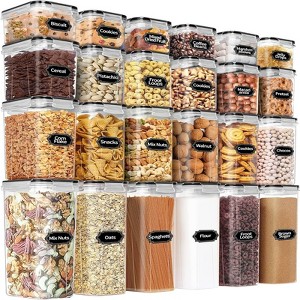 24-Piece Airtight Food Storage Container Set with Lids, BPA-Free, Plastic Leak-Proof Jars for Cereal, Flour, and Sugar - 1 of 4