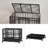 Acekool 42" Heavy-Duty Dog Crate - Double Door & Locking Wheels - 3 of 4