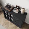 Farmhouse Vinyl Record Cabinet with Barn Doors - Wood Grain Media Console, Open Shelving & Storage Cabinet, Multi-Functional Display Storage - 3 of 4