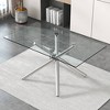 NicBex Dining Table 71" Modern Minimalist Rectangular Glass Tabletop with Chrome Metal Legs for Dining Room - 2 of 4