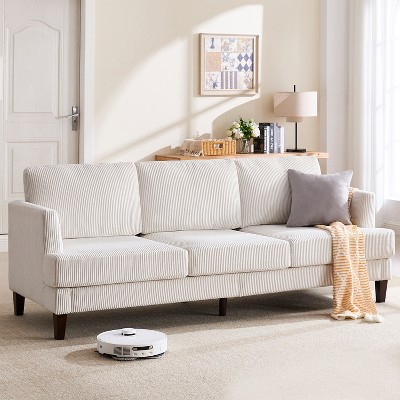 Gericco 3 Seater Sofa Couch with Deep Seats, 89" Mid Century Modern Upholstered Sofa, Comfy Corduroy Sofas with Armrests