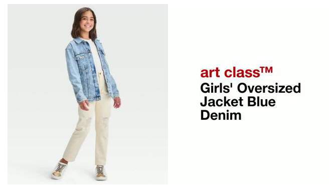 Girls' Oversized Jacket - art class™ Blue Denim, 2 of 5, play video