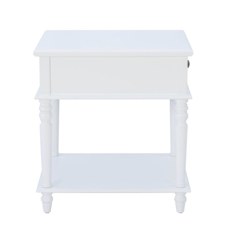 Miele Traditional Solid Wood with a Drawer and Shelf Side Table Pure White - Linon, 4 of 16