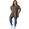 Agnes Orinda Women's Plus Size Long Sleeve Raglan Stripe Color Block Knit Blouses - 3 of 4