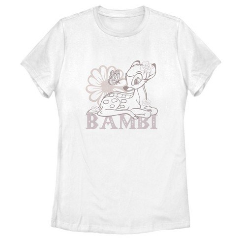 Women's Bambi Flower and Butterfly Sketch T-Shirt - image 1 of 4