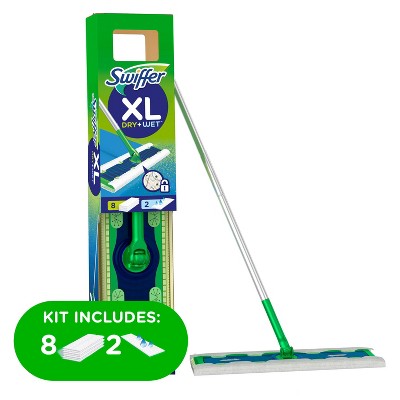 Swiffer Sweeper Dry + Wet XL Sweeping Kit (1 Sweeper, 8 Dry Cloths, 2 Wet Cloths)