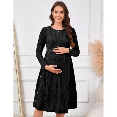 Maternity Sweater Dress A-Line Swing Knit Dress