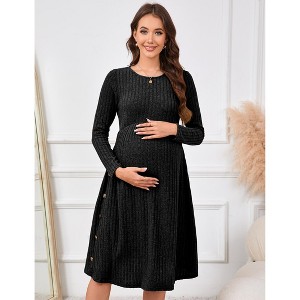 Maternity Sweater Dress A-Line Swing Knit Dress - 1 of 4