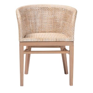 bali & pari Papua Rattan Dining Chair: Mahogany Frame, Bohemian Design, Rounded Backrest - 1 of 4