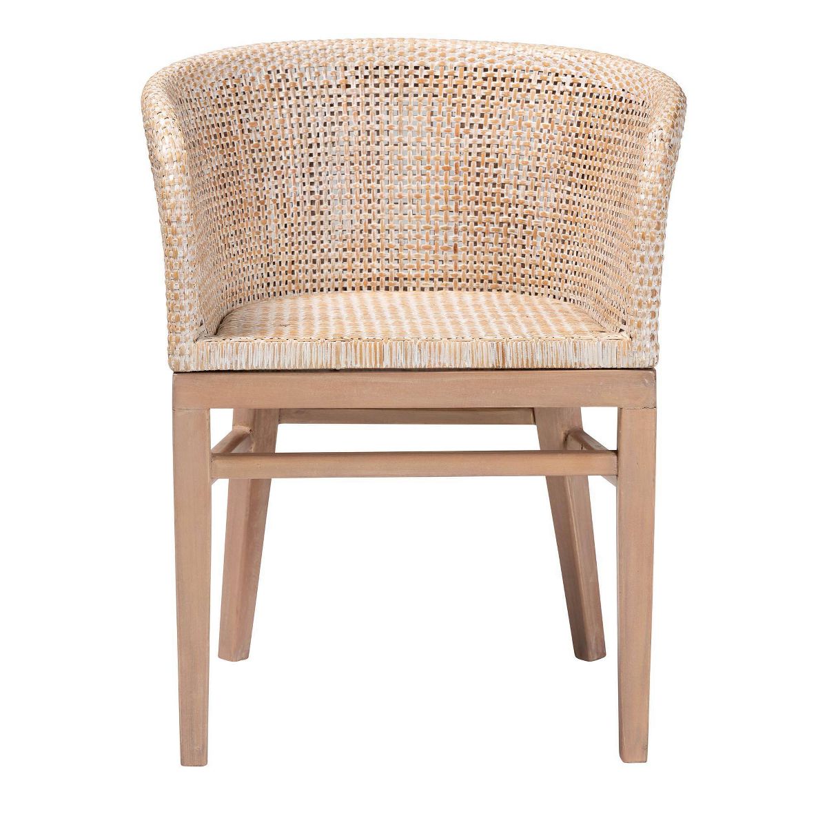 bali & pari Papua Rattan Dining Chair: Mahogany Frame, Bohemian Design, Rounded Backrest - thumbnail 3