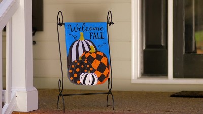 Welcome Spring Floral Wreath Multi-Color Burlap House Flag